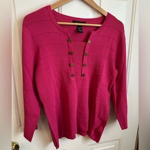 Cable and Gauge 3/4 Sleeve Pullover Sweater Size L Pink